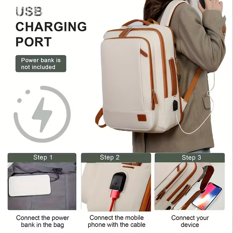 Sac à dos pour femme, 1 pièce, cartable tendance à grands volumes et color-block pour homme et femme, sac à dos de voyage décontracté avec séparation sec-humide, hauteur 43,94 cm * longueur 32,0 cm * largeur 17,78 cm