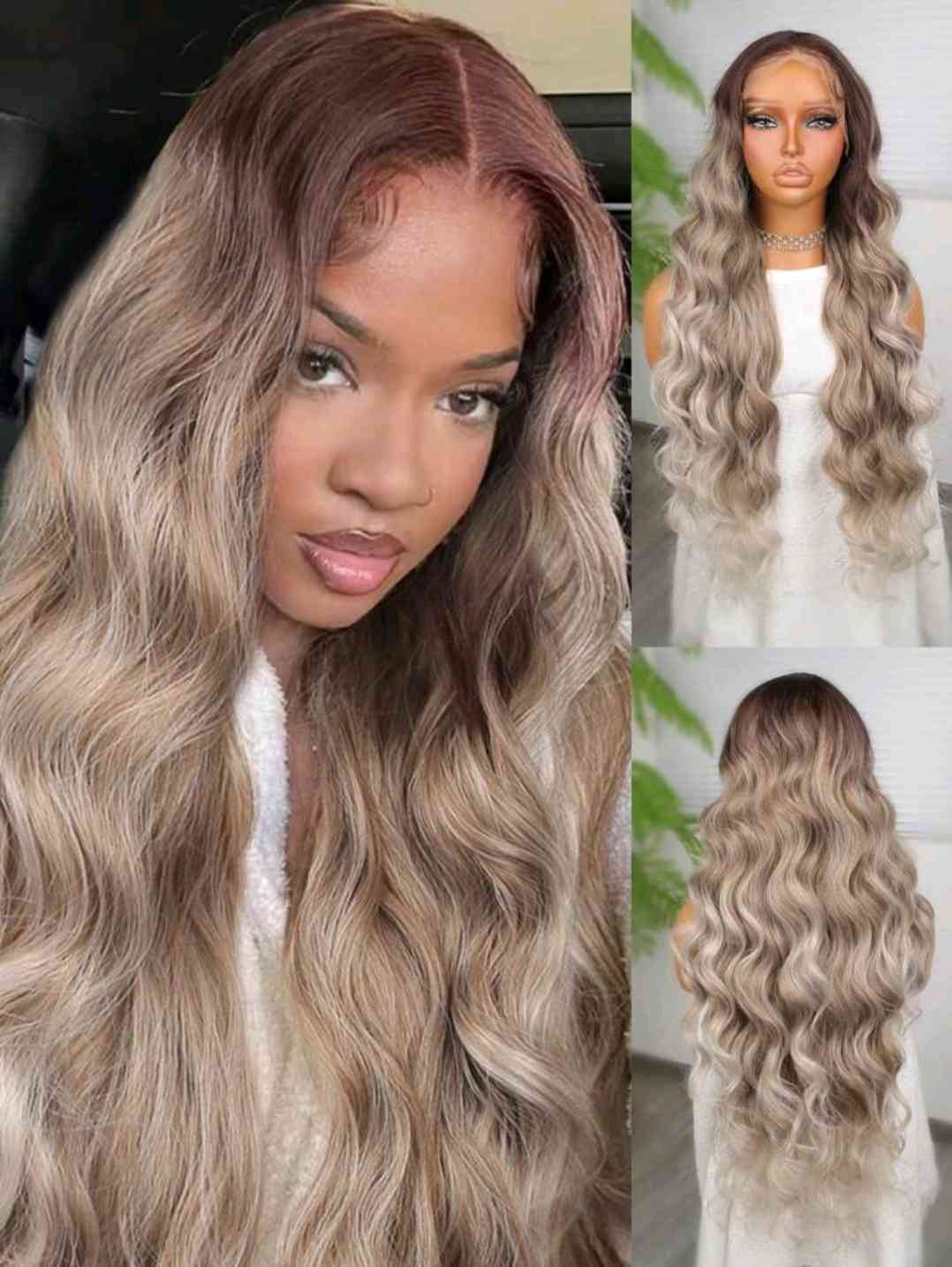 Heat-resistant synthetic front tip Wig 13*4, long wavy hair 30 inches brown, for everyday use, high-quality women's wigs with natural look