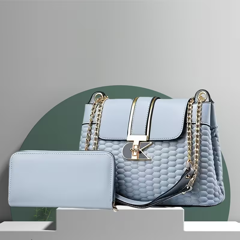 Ensemble de 2 sacs pour femmes, sac de mariée, sac de banquet, sac à main en PU, sac à bandoulière tendance et à la mode de grande capacité, sac pour femmes, portefeuille