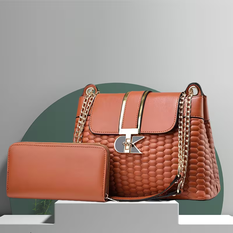 Ensemble de 2 sacs pour femmes, sac de mariée, sac de banquet, sac à main en PU, sac à bandoulière tendance et à la mode de grande capacité, sac pour femmes, portefeuille