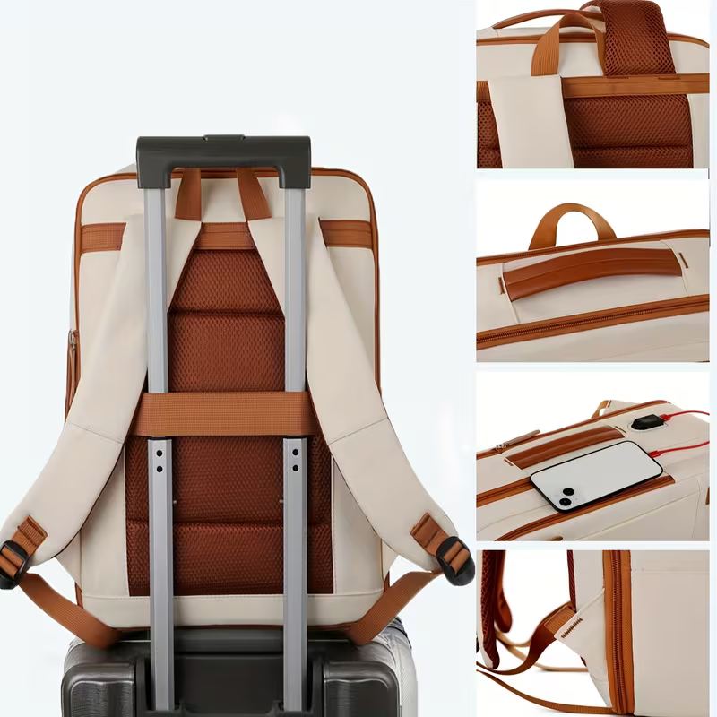 Sac à dos pour femme, 1 pièce, cartable tendance à grands volumes et color-block pour homme et femme, sac à dos de voyage décontracté avec séparation sec-humide, hauteur 43,94 cm * longueur 32,0 cm * largeur 17,78 cm