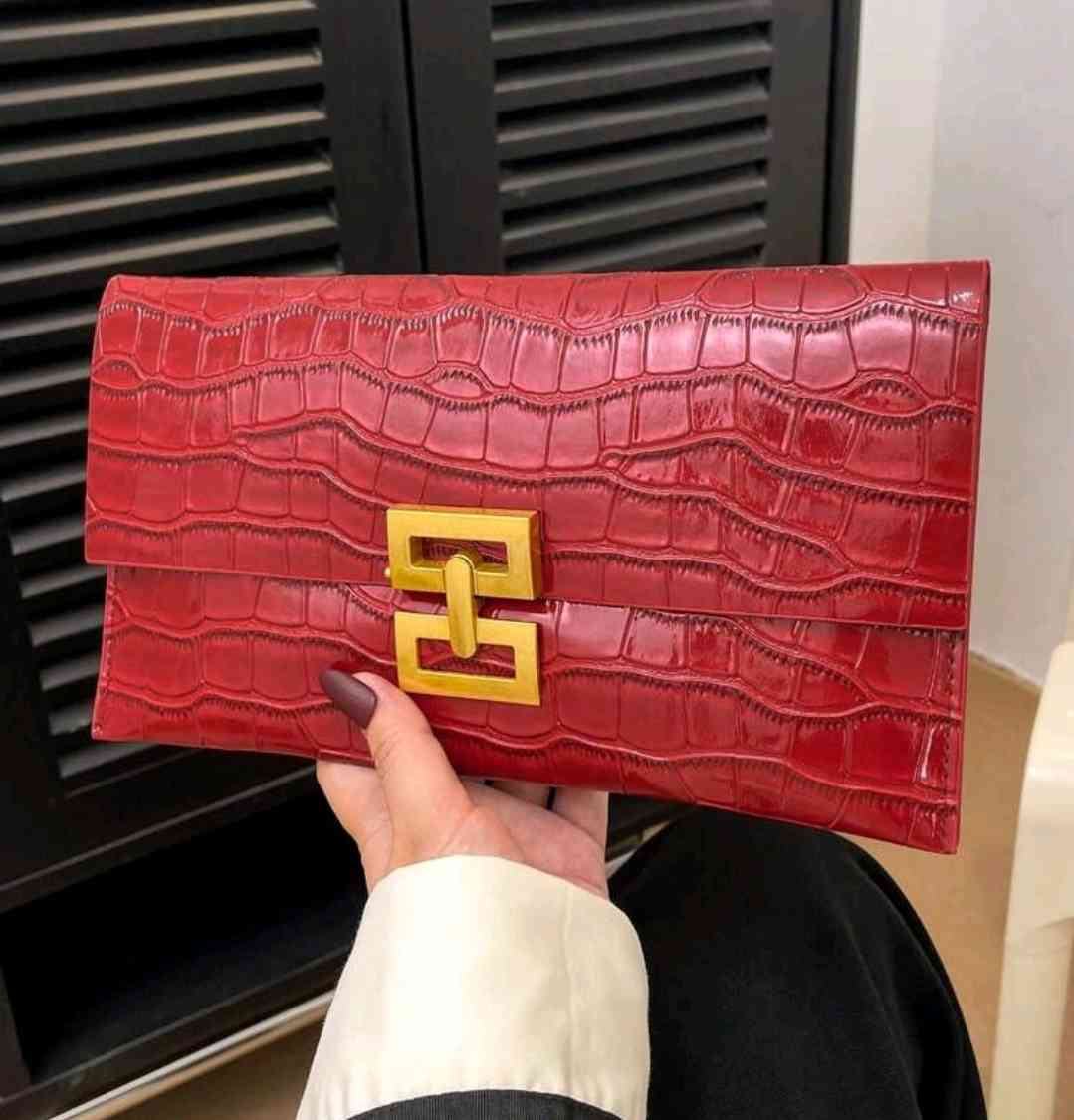 Solid Colour Minimalist Style, 1 piece Luxury Fashion Clutch Bag With Stone Pattern