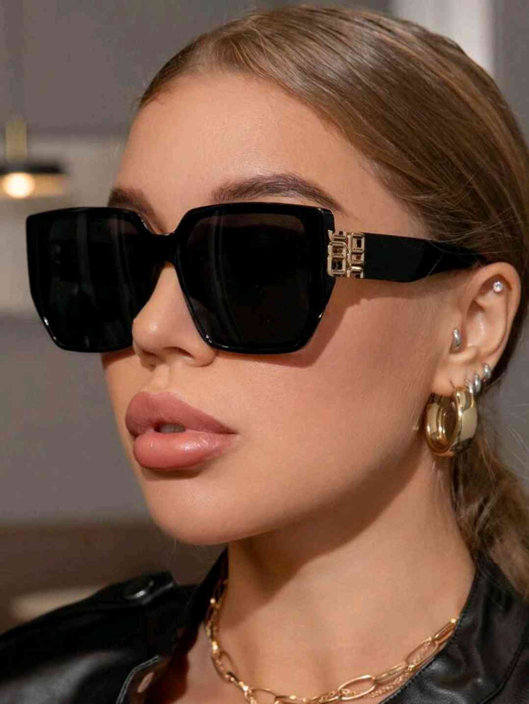 Vintage Square Oversized Thick Frame Plastic Sunglasses Fashion Classic Outdoor Travel Beach
