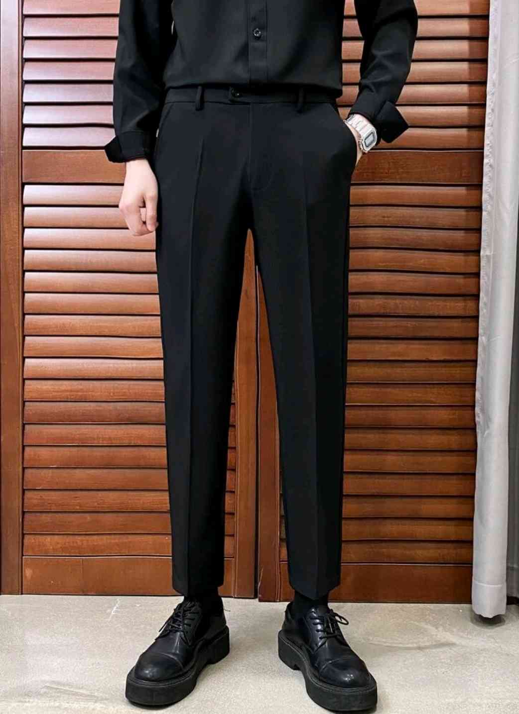 Valentine's Day men's suit trousers with slanted pockets and fixed pocket
