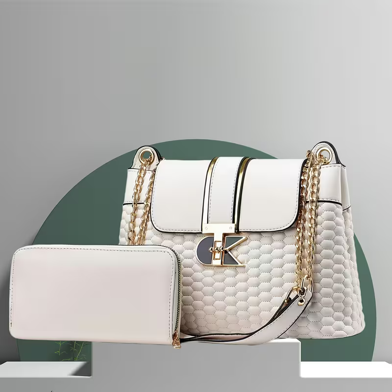 Ensemble de 2 sacs pour femmes, sac de mariée, sac de banquet, sac à main en PU, sac à bandoulière tendance et à la mode de grande capacité, sac pour femmes, portefeuille